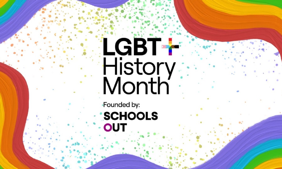 LGBTQ+ History Month Official logo with the rainbow colours